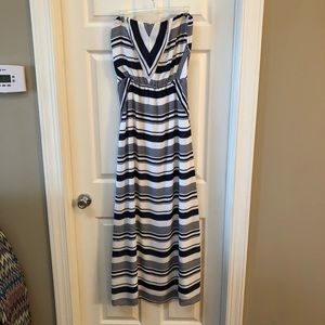 Navy Blue and White Maxi
